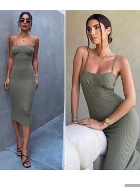 $188 CAMILA COELHO RIBBED MIDI SONG OF STYLE FOR LOVE LEMONS HOUSE HARLOW SKIMS